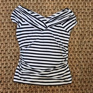 White House black market striped shirt w/ruching